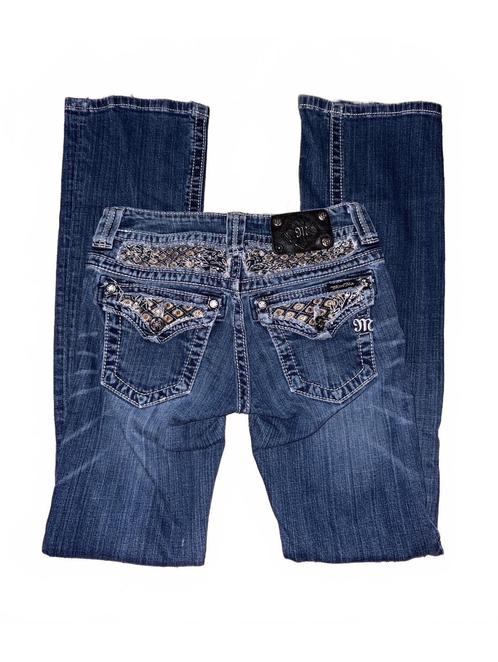 Miss Me Bootcut Jeans Women’s 26 Embroidered Rhinestone Flap Pockets